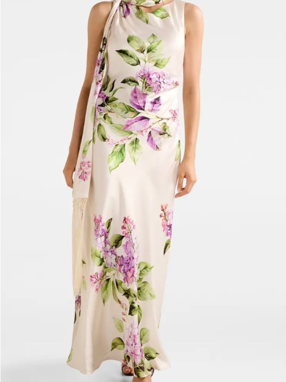 EVER NEW- Women's White Ariane Lilac Fragrance Scarf Dress